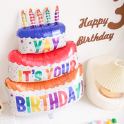 ins生日蛋糕主题铝膜气球宝宝周岁派对拍照道具场景布置装饰用品