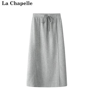 拉夏贝尔/La Chapelle秋季2023半身裙女简约抽绳高腰显瘦裙子