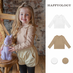 happyology英国儿童娃娃领女童，打底衫英伦针织，t恤长袖上衣