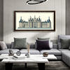 美式客厅装饰画沙发背景墙欧式轻奢建筑横版，挂画书房复古城堡墙画