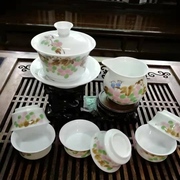 红叶手绘茶具高白瓷釉下五彩手工盖碗景德镇陶瓷功夫茶具套装