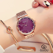 款欧美女时尚表盘简单石英士手表钢带水钻圆形金属普通国产腕表