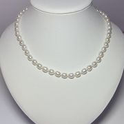 7-8mm天然白色米形淡水珍珠，项链水滴形长款颈饰绕颈款女款首饰