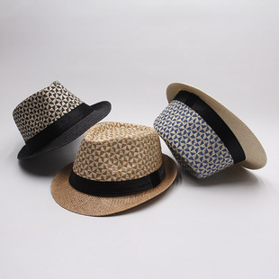 男士夏季帽子户外休闲遮阳帽海边度假沙滩帽英伦，爵士帽时尚草帽