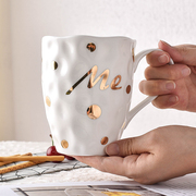 北欧简约创意金色波点陶瓷马克杯牛奶麦片早餐杯咖啡杯大容量水杯