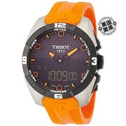 tissot天梭男士 T-Touch 太阳能 45 毫米石英手表 - 橙色 美国