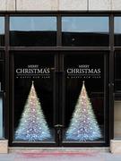 炫彩松针圣诞树圣诞节装饰橱窗玻璃贴纸服装饰品，商场酒店静电贴画