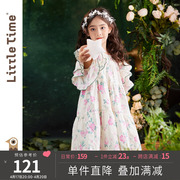 littletime女童碎花连衣裙纯棉，夏2023田园，风荷叶边儿童裙