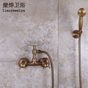 卫浴仿古淋浴花洒套装浴缸水头欧式冷热青花瓷简易淋浴器全铜