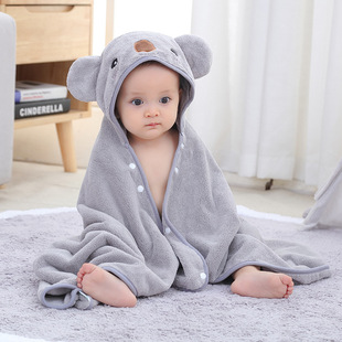 婴儿浴巾带帽斗篷非纯棉吸水速干宝宝，洗澡新生儿童不掉毛可穿浴袍