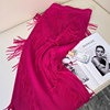 法式高级感醋酸缎面流苏设计感高腰，显瘦玫红色褶皱半身裙2024夏季