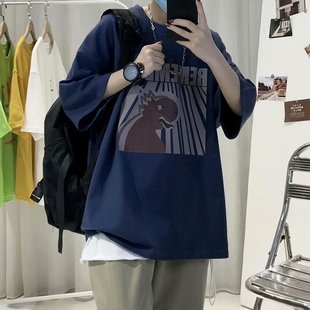 大码300斤欧美高街t恤男夏季美式oversize宽松复古短袖半袖体恤衫