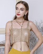 时尚欧美自动吸铁式金色蛇形项链颈链两件套搭配礼裙性感迷人