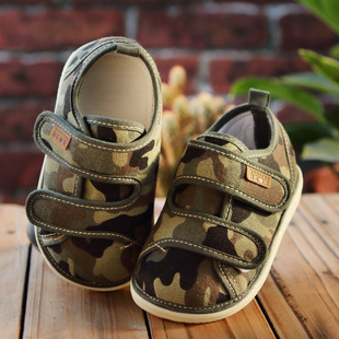 男宝宝春秋季迷彩叫叫鞋大码棉布透气15个月婴幼儿学步鞋软底防滑