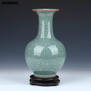 景德镇陶瓷器花瓶摆件客厅，插花仿古官窑中式