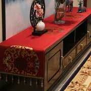 新中式绣花电视柜桌布中国风，茶几盖布餐桌，布艺台布盖巾鞋柜防尘套