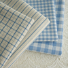 popohouse复古蓝麻色格子条纹色织，棉布料日式zakka桌布连衣裙包袋