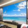 大型壁画客厅卧室地中海3d壁纸，墙纸8d电视背景，立体大海沙滩墙布壁