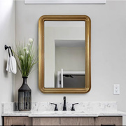 欧式卫生间镜子方形复古卫浴镜美式轻奢梳妆镜装饰镜子艺术化妆镜