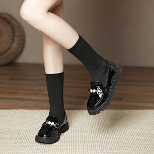 女童靴子短靴2022秋冬加绒黑色，儿童马丁靴弹力袜子靴高筒长靴