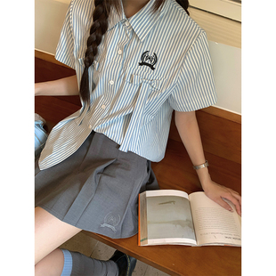 cckok学院风蝴蝶结衬衫，半身短裙2024夏季减龄jk甜美两件套装女
