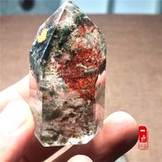 一点水晶原石 天然红黄绿幽灵水晶柱摆件 绿幽灵异象包裹体水晶柱