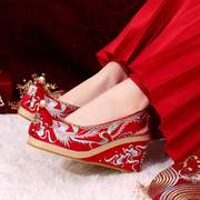 中式婚礼秀禾婚鞋女结婚新娘鞋增高红色古风秀禾服汉服鞋子绣花鞋