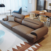 真皮沙发意式极简客厅，小户型直排三人位组合头层牛皮l型沙发