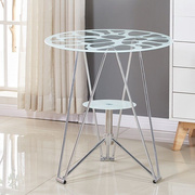 玻璃桌子圆钢化现代简约餐桌，时尚洽谈咖啡小圆桌接待茶几阳台桌子