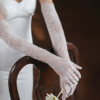 wg054显瘦蕾丝花边新娘，婚纱手套白色长款结婚晚宴婚礼饰品