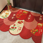 红色丝圈入户门地垫进门门口地毯新年玄关蹭土脚垫，换鞋耐脏可裁剪
