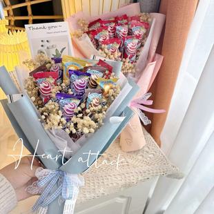阿尔卑斯棒棒糖零食糖果成品花束满天星花送女友生日创意520礼物