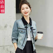 新中式国风盘扣小个子牛仔外套短款女春秋季休闲流行夹克上衣