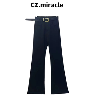 手术裤珠地针织棉双口袋西装小黑裤直线微喇休闲裤JZ-5542