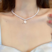 珍珠项链女2023年夏潮小众设计玫瑰花，颈链网红时尚百搭锁骨链