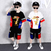 10岁男童韩版宽松潮牌套装夏季2023潮流时尚薄款运动纯棉12岁