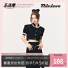 tbinlove(坠入爱河)原创设计黑色拼接套装，裙女t恤+半身裙两件套
