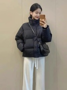 黑色短款羽绒服女2023冬季韩版加厚小个子90白鸭绒(白鸭绒)面包服外套