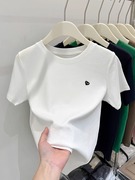 韩国白色纯棉短袖t恤女夏季基础款简约纯色圆领套头休闲体恤上衣