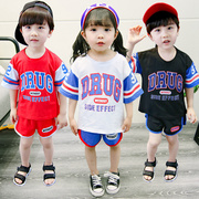 儿童短袖套装男童t恤宝宝，短裤女童运动两件套小孩衣服纯棉夏季潮