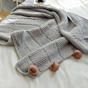 北欧粗针织盖毯 午睡毛球毯子 毛线毯子编织床巾搭巾装饰沙品