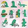 韩国可爱绿色小恐龙joguman手帐防水电脑行李箱手机壳贴纸箱贴