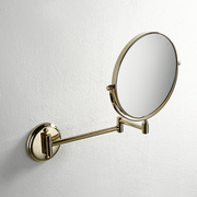 出口德国全铜金色美容镜壁挂穿衣镜浴室化妆镜折叠双面放大镜