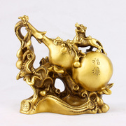 铜葫芦摆件纯黄铜葫芦兽（福禄寿）家居客厅工艺品装饰办公桌摆设