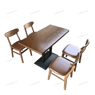 实木桌椅组合咖啡厅主题餐吧甜品店奶茶店美式茶餐厅西餐厅小圆桌
