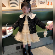 女童小香风套装连衣裙洋气时髦公主儿童秋冬季加绒新年裙子两件套