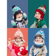 柠檬宝宝帽子围巾两件套儿童，女童冬季可爱超萌婴幼儿一体围脖护耳
