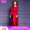 菲梦伊高级红色套装女冬季时尚设计感西装连衣裙搭配黑色休闲裤子
