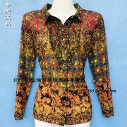150元三件 台湾高档网纱女长袖衬衫显瘦翻领开衫大码妈妈装