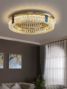 艺术设计不锈钢水晶灯客厅吸顶灯轻奢现代客厅卧室全光谱吸顶灯
